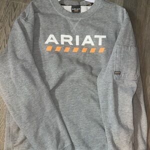 Ariat Men's Crewneck Sweater in Gray and Orange